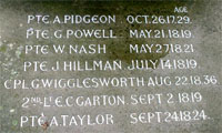 Jack Hillman, All Saints Church Memorial, Banstead